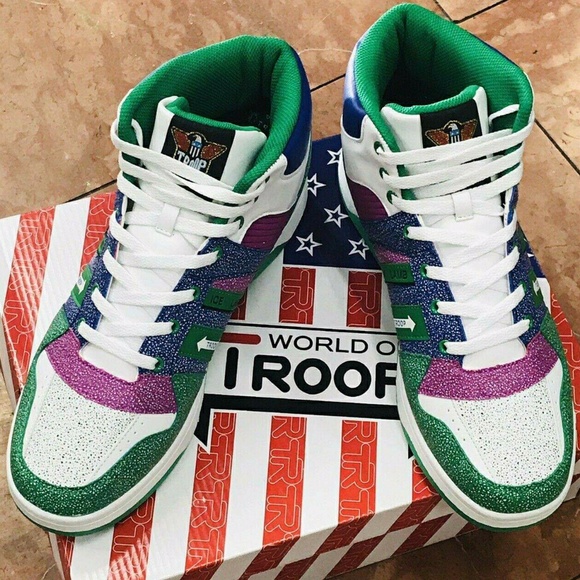 Men\'s Troop Ice Lamb White | Green | Navy High-Top Sneakers NWT